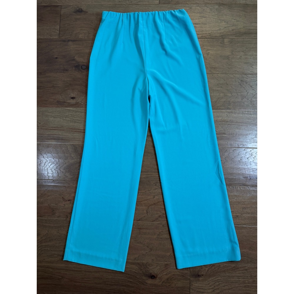 Chicos Turquoise Blue Wide Leg Pants Side Zip Elastic Back Size 1R 8R - Picture 4 of 9